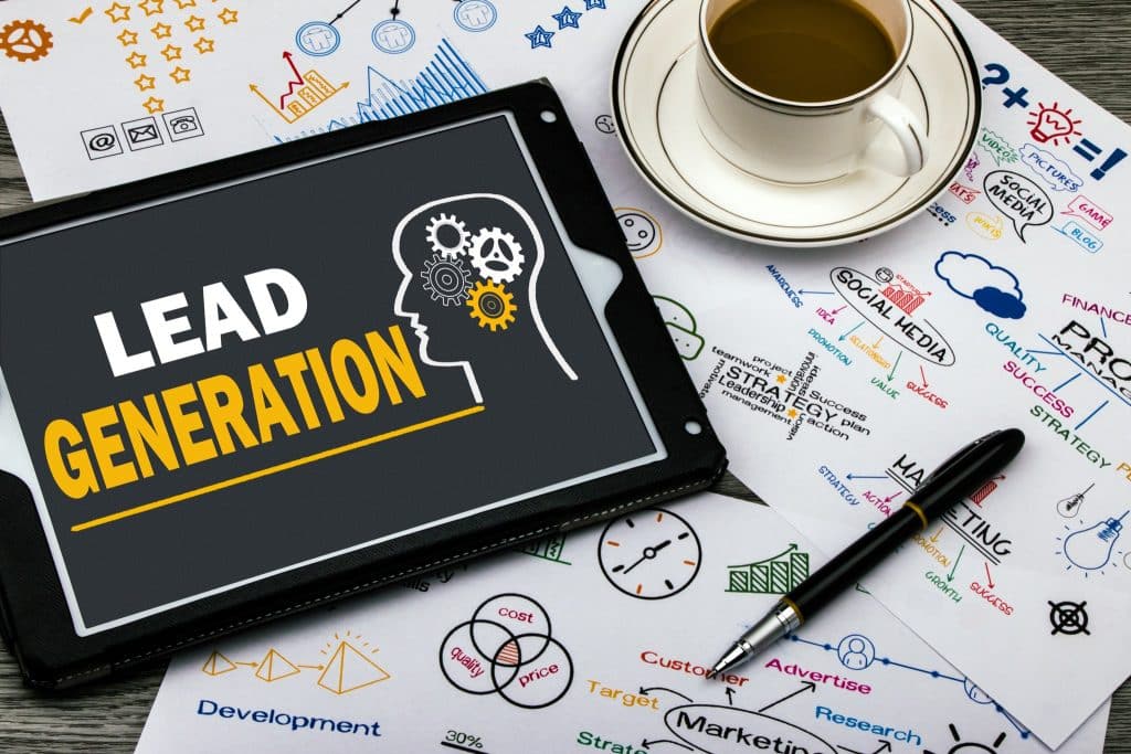lead generation concept on touch screen